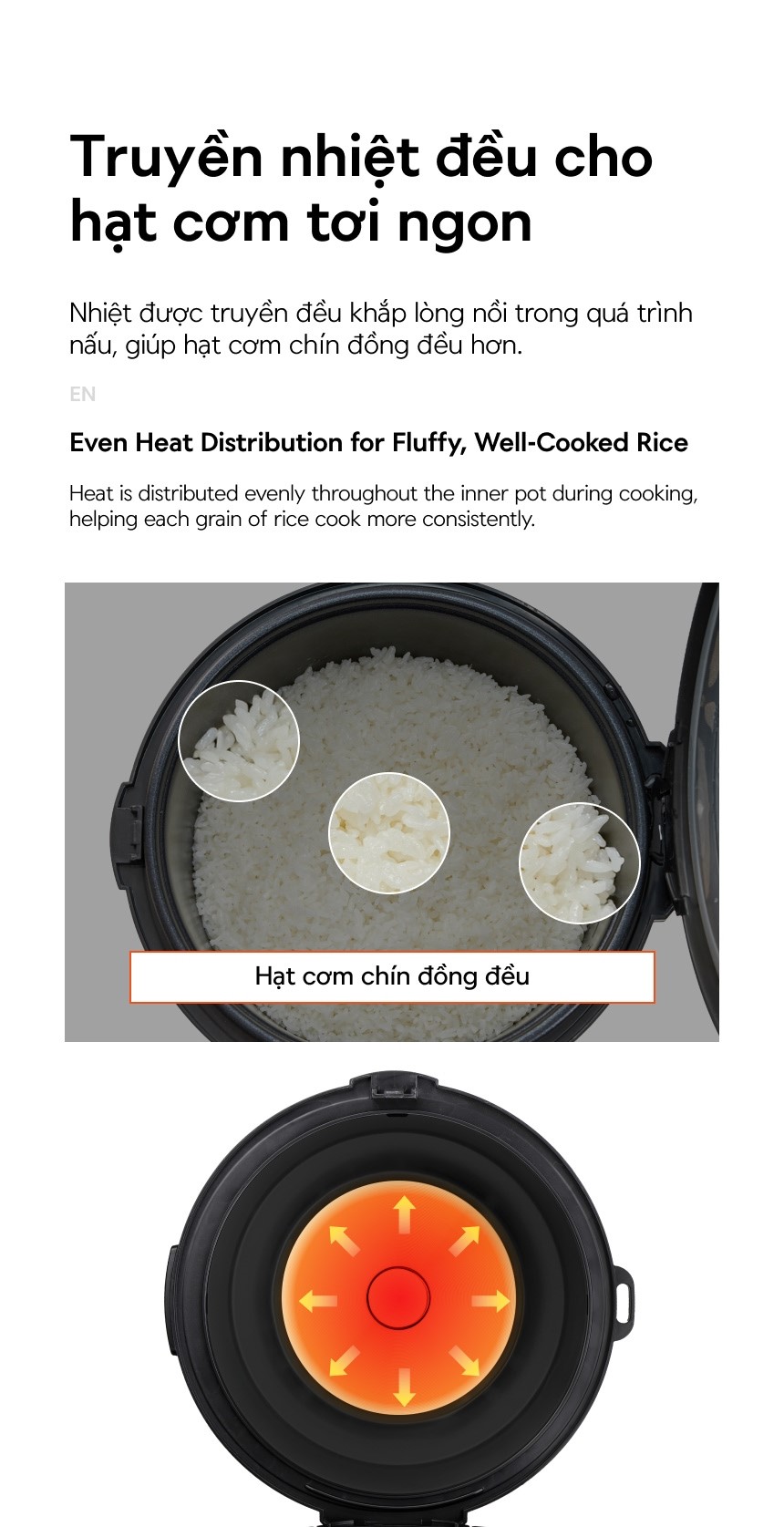 Nồi cơm điện LocknLock Daily Rice Cooker EJR472BLK dung tích 1.8L - Màu đen