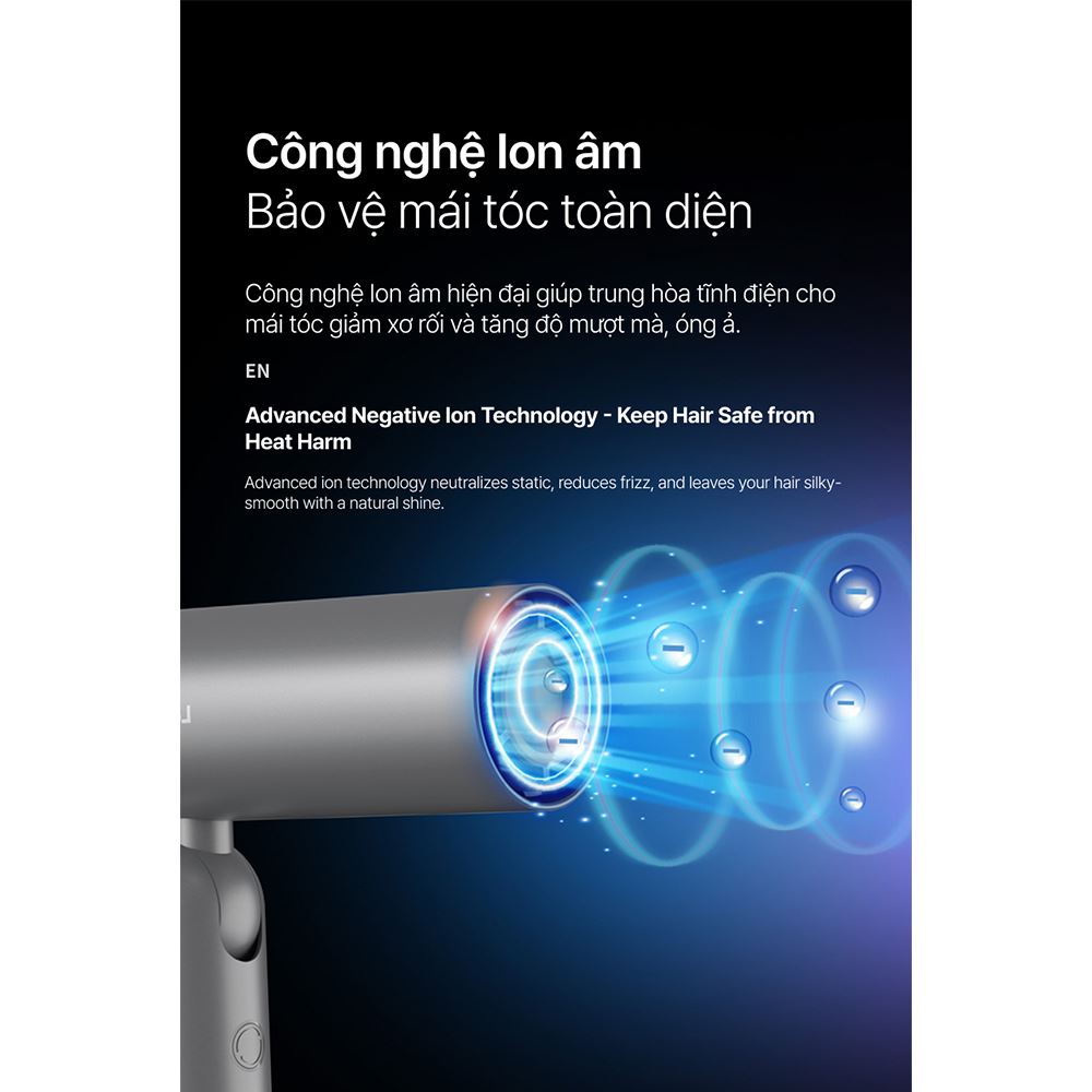 Máy sấy và tạo kiểu tóc gấp gọn LocknLock Foldable Hair Styling Dryer ENA626GRY