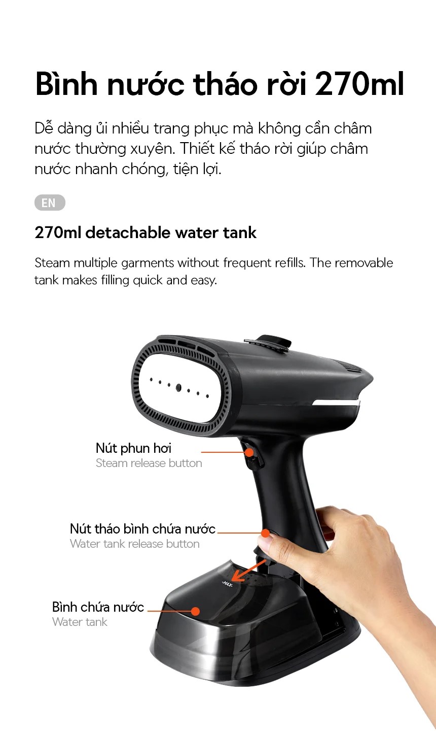 Bàn ủi hơi nước LocknLock hút vải thông minh ENI216BLK