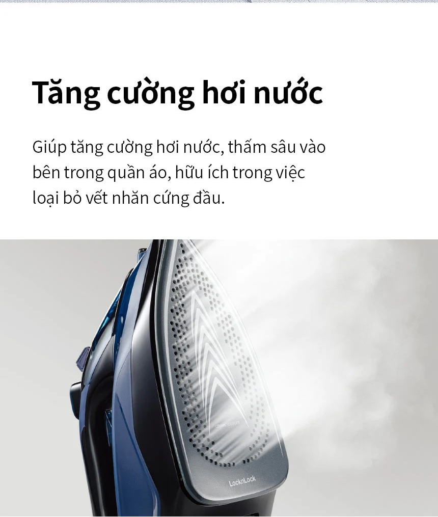 Bàn ủi | bàn là hơi nước LocknLock ENI362BLU công suất 2400w