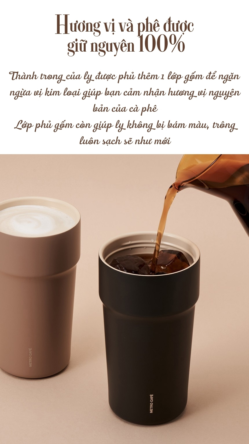 Bình giữ nhiệt LocknLock Metro Cafe LHC4359 - 650ml | LHC4357 - 500ml lòng phủ sứ giữ nguyên hương vị đồ uống