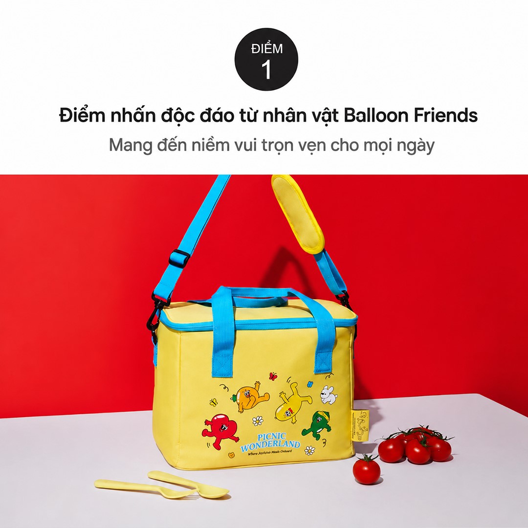 Túi giữ lạnh LocknLock dung tích lớn 13 lít Balloon Friends HWB557YEL_BF