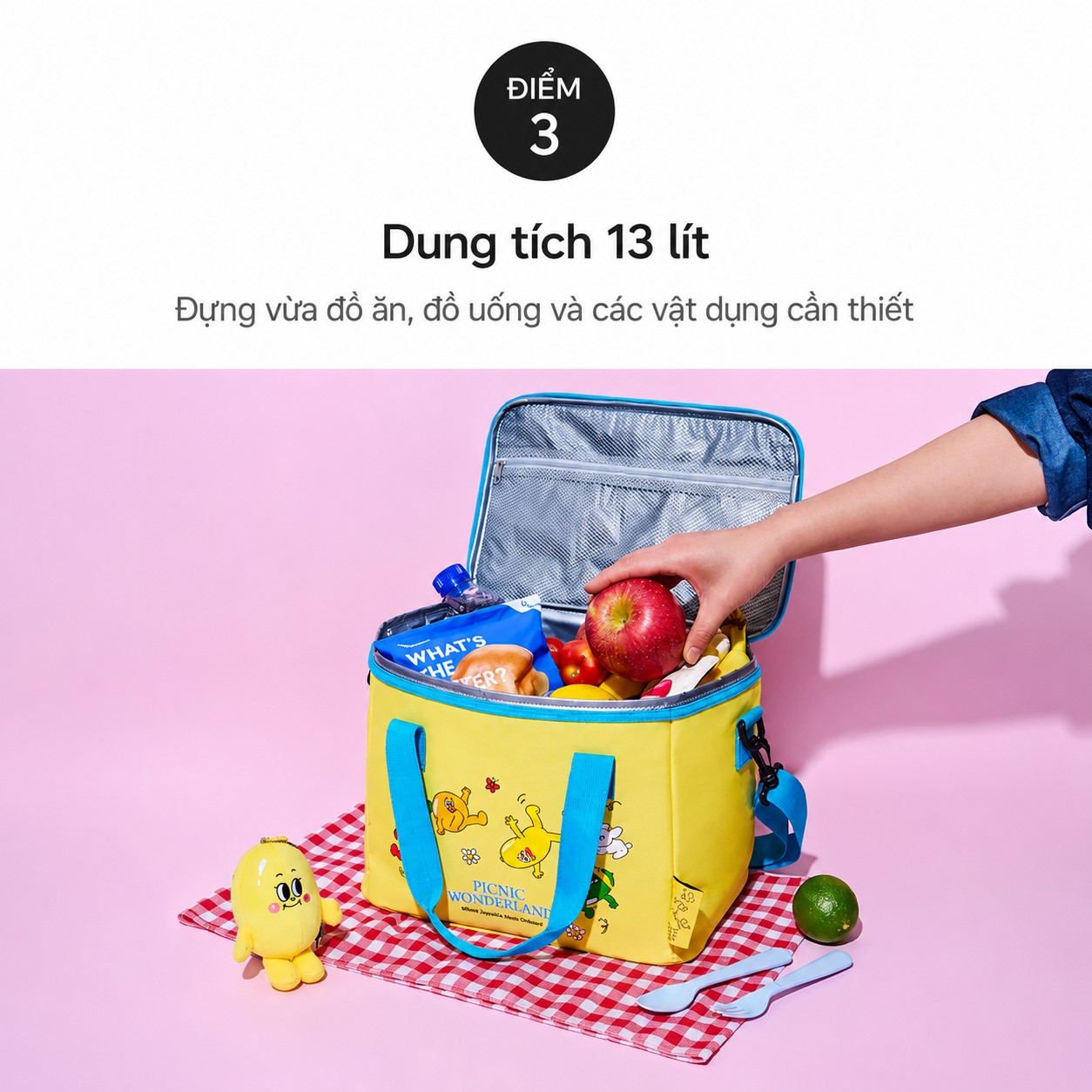 Túi giữ lạnh LocknLock dung tích lớn 13 lít Balloon Friends HWB557YEL_BF