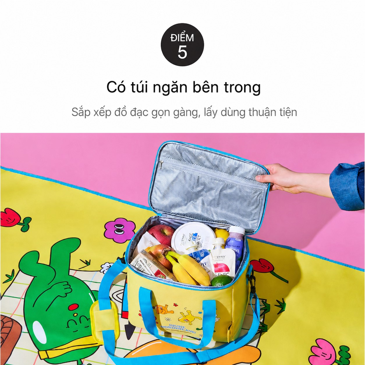 Túi giữ lạnh LocknLock dung tích lớn 13 lít Balloon Friends HWB557YEL_BF