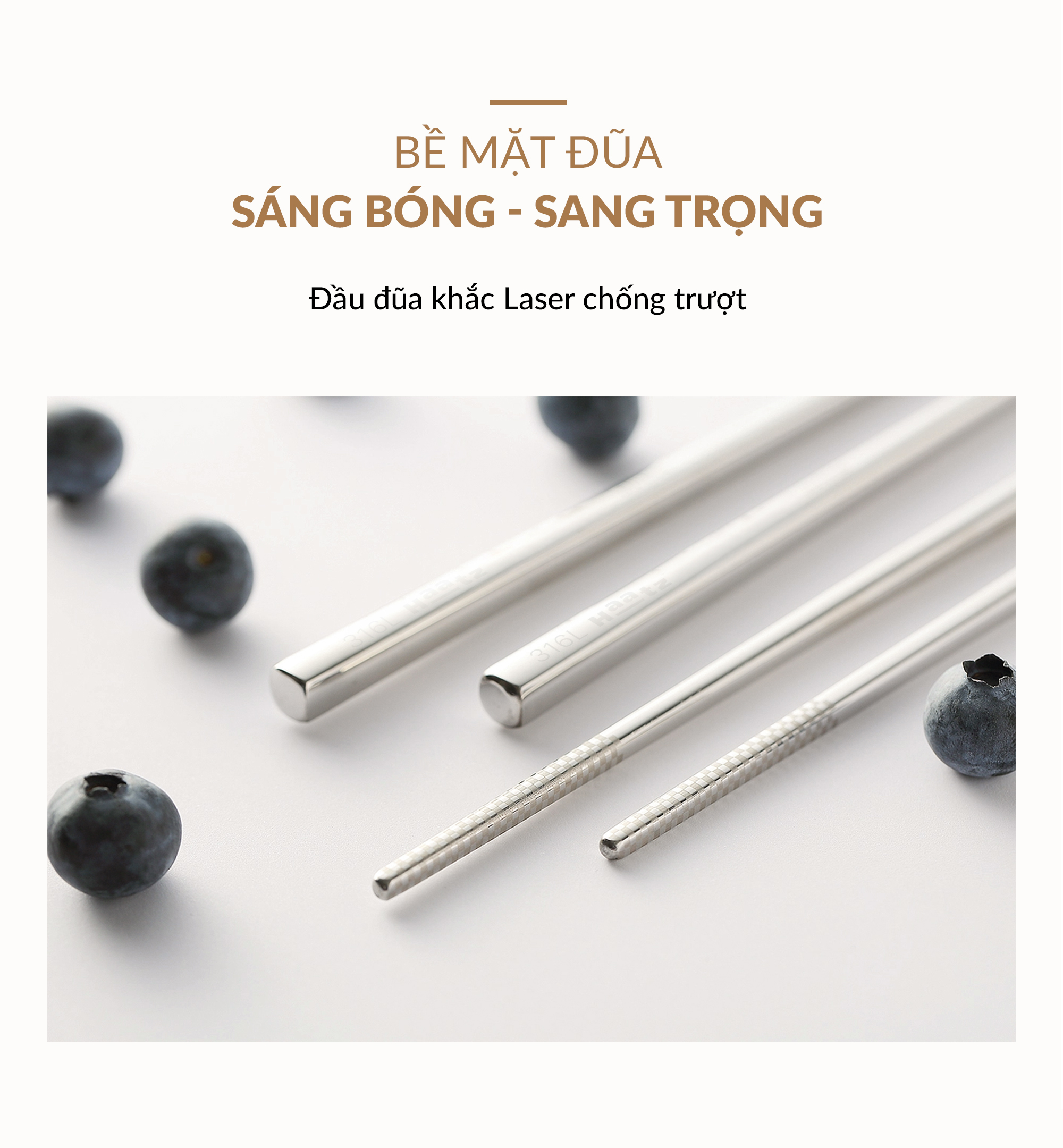 Hộp 5 đôi đũa HAATZ inox 316 công nghệ phủ Ag+