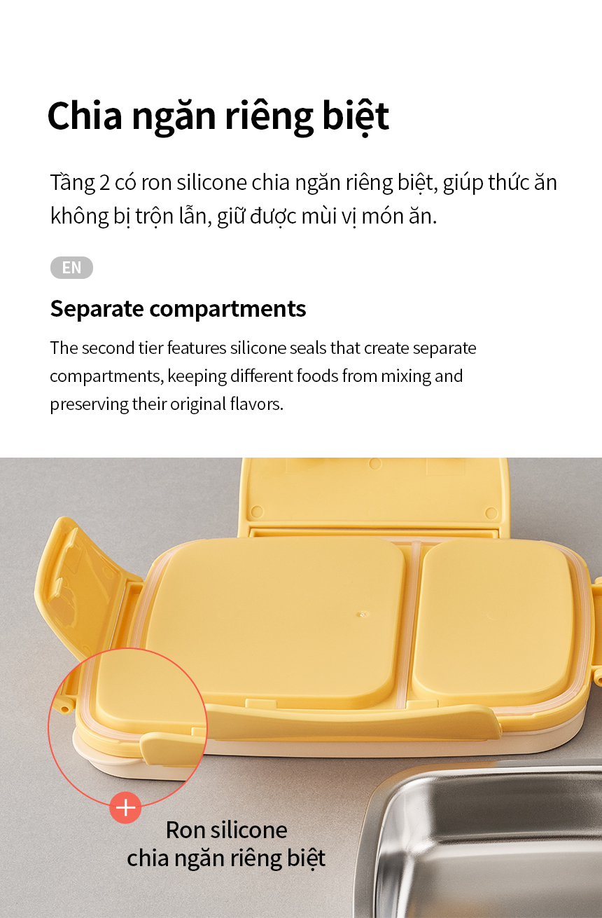 Hộp Cơm LocknLock inox 304 có 2 tầng LCB500