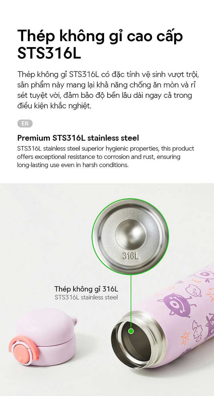 Bình giữ nhiệt LocknLock School Fit Luminous 380ml inox 316- LHC3387 / 510ml - LHC3388