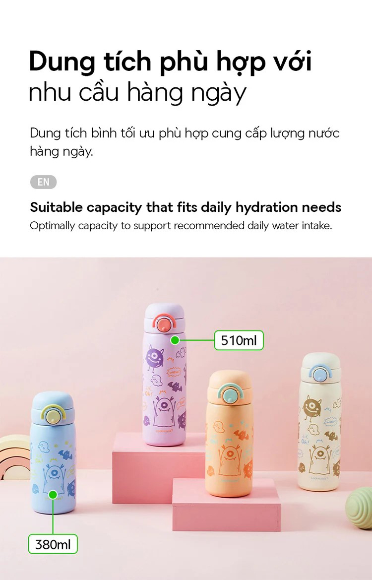Bình giữ nhiệt LocknLock School Fit Luminous 380ml inox 316- LHC3387 / 510ml - LHC3388