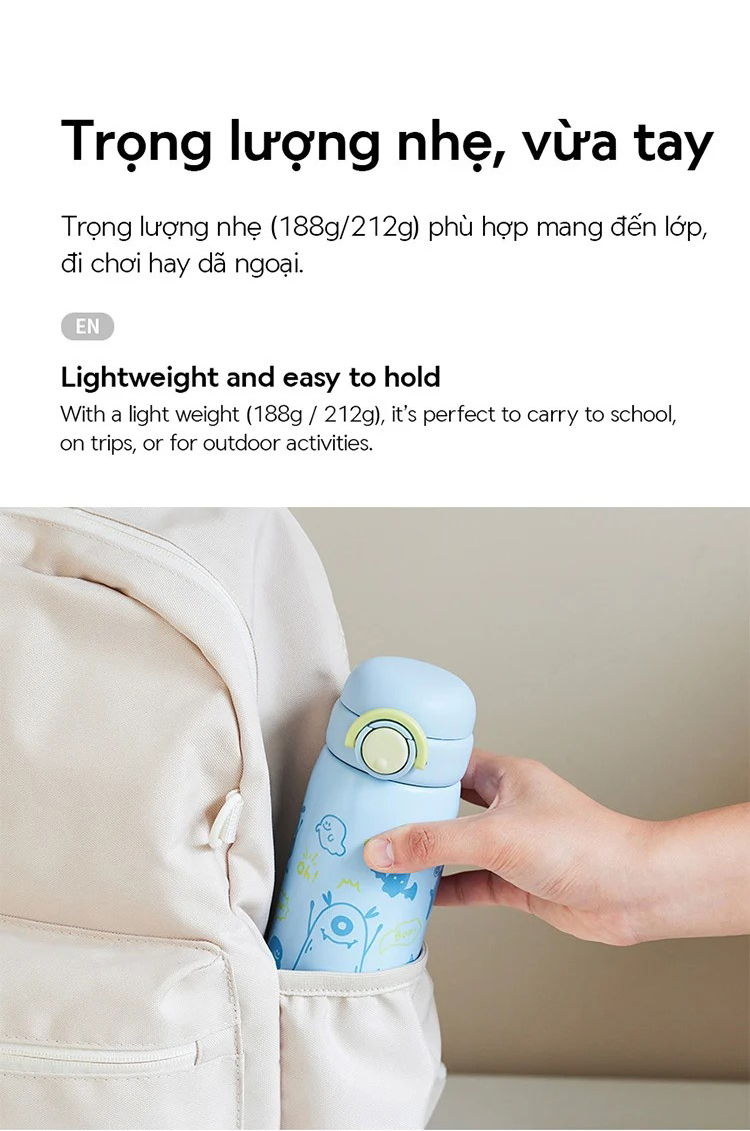 Bình giữ nhiệt LocknLock School Fit Luminous 380ml inox 316- LHC3387 / 510ml - LHC3388