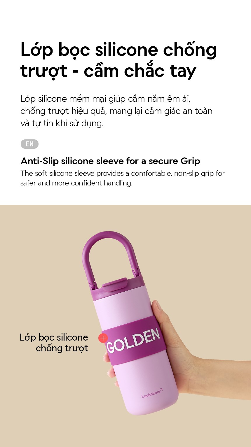 Bình Giữ Nhiệt LocknLock Fold Grip Tumbler Tay Cầm Gập LHC4435/LHC4436