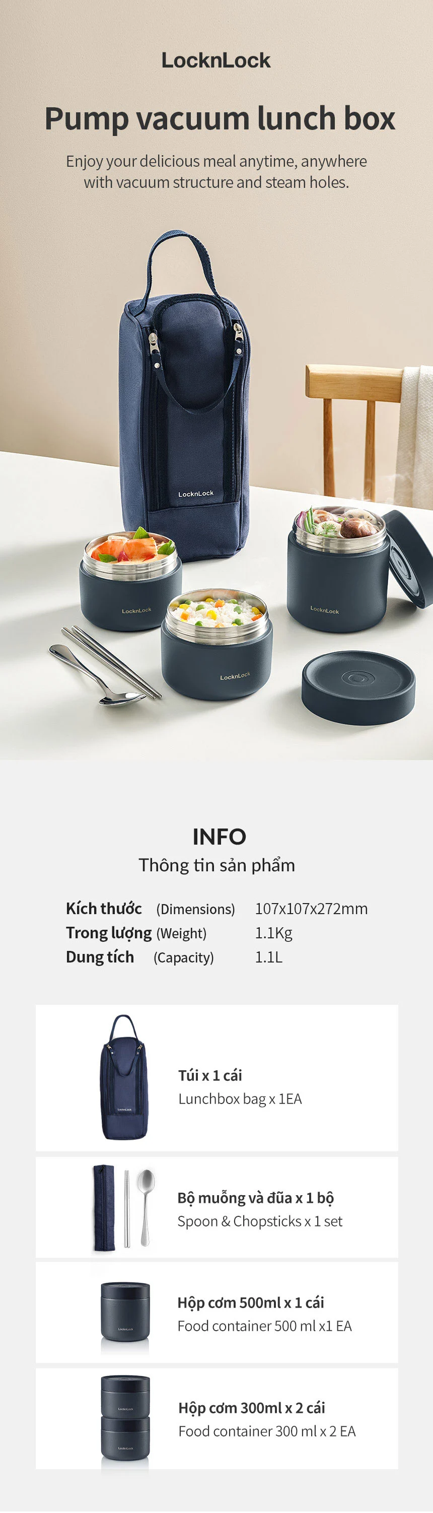 Bộ hộp cơm LocknLock LHC8052S01
