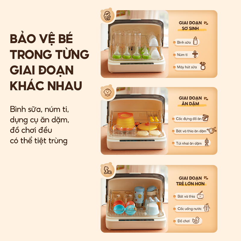 Máy tiệt trùng bằng UV & sấy khô bình sữa Bear SB-MTT20 18 Lít 