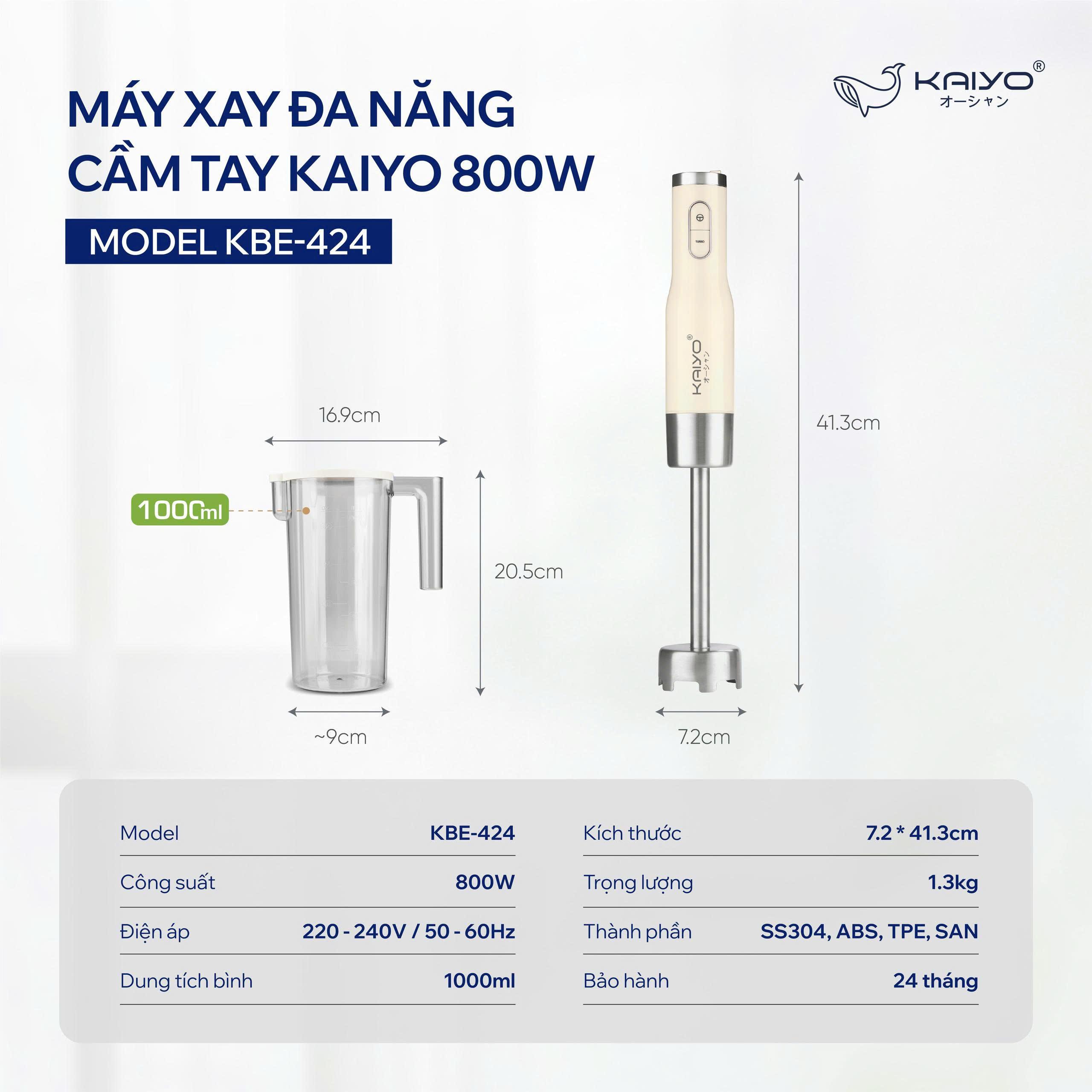 Máy xay đa năng cầm tay KAIYO 800W Model KBE-424