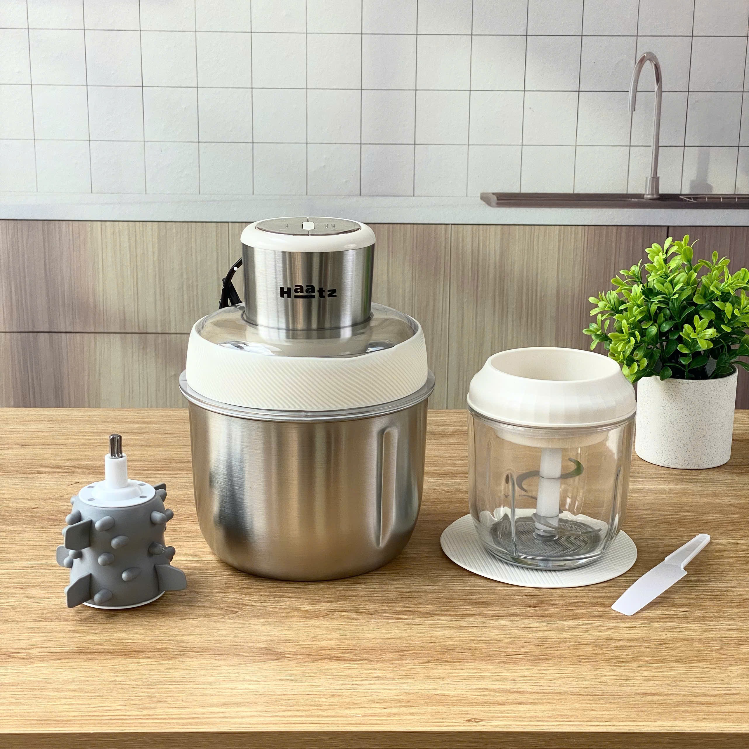 Máy xay đa năng CIM382 Haatz 500W (1 cối inox, 1 cối thủy tinh, kèm lõi đánh ruốc bóc tỏi)