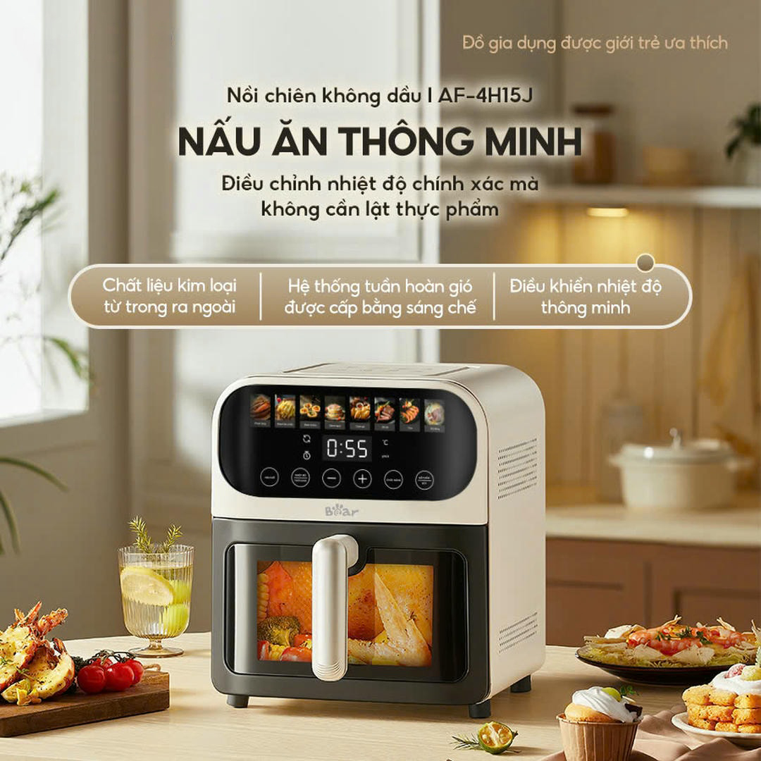 Noi chien khong dau Bear  Bear AF-4H15J 6 lít