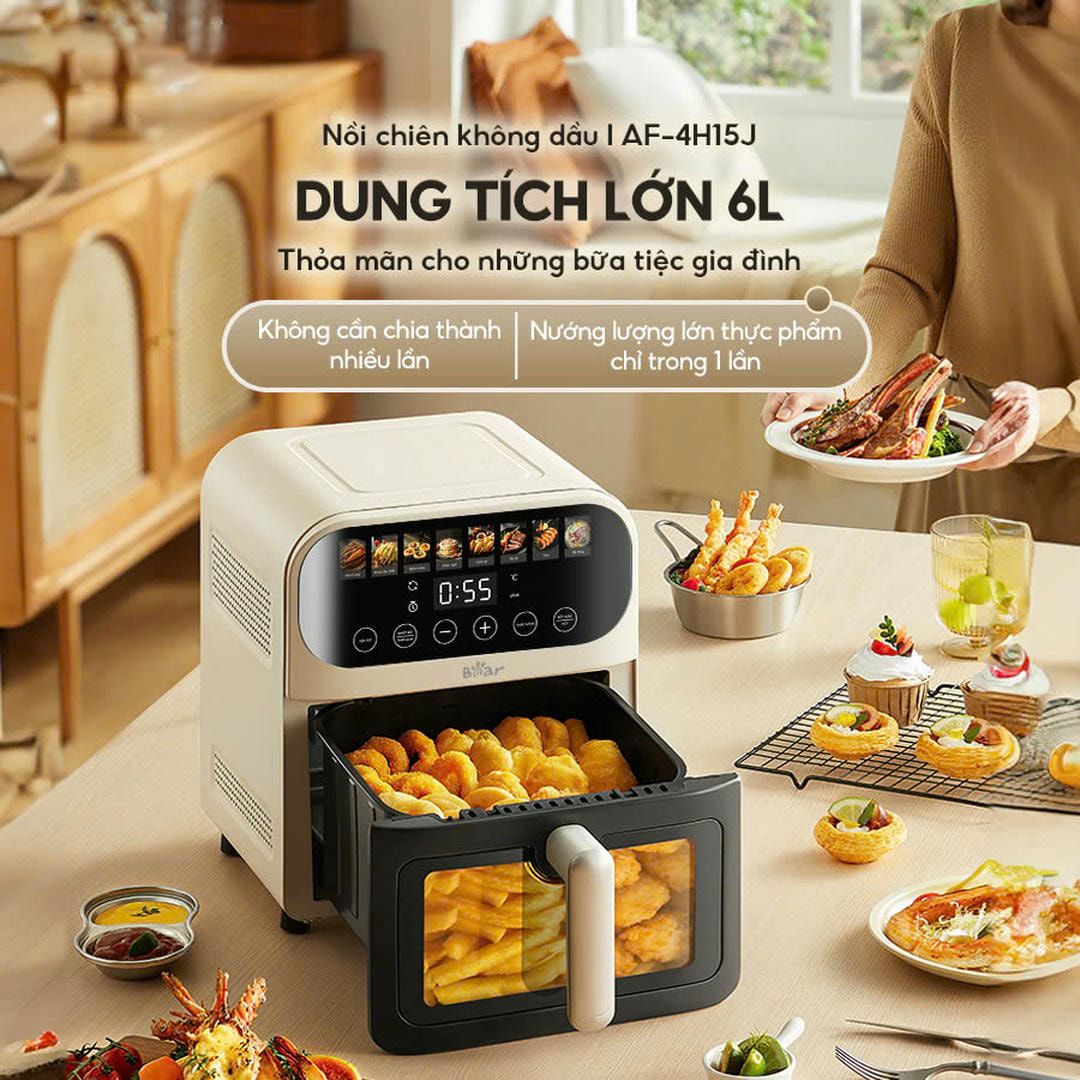 Noi chien khong dau Bear  Bear AF-4H15J 6 lít