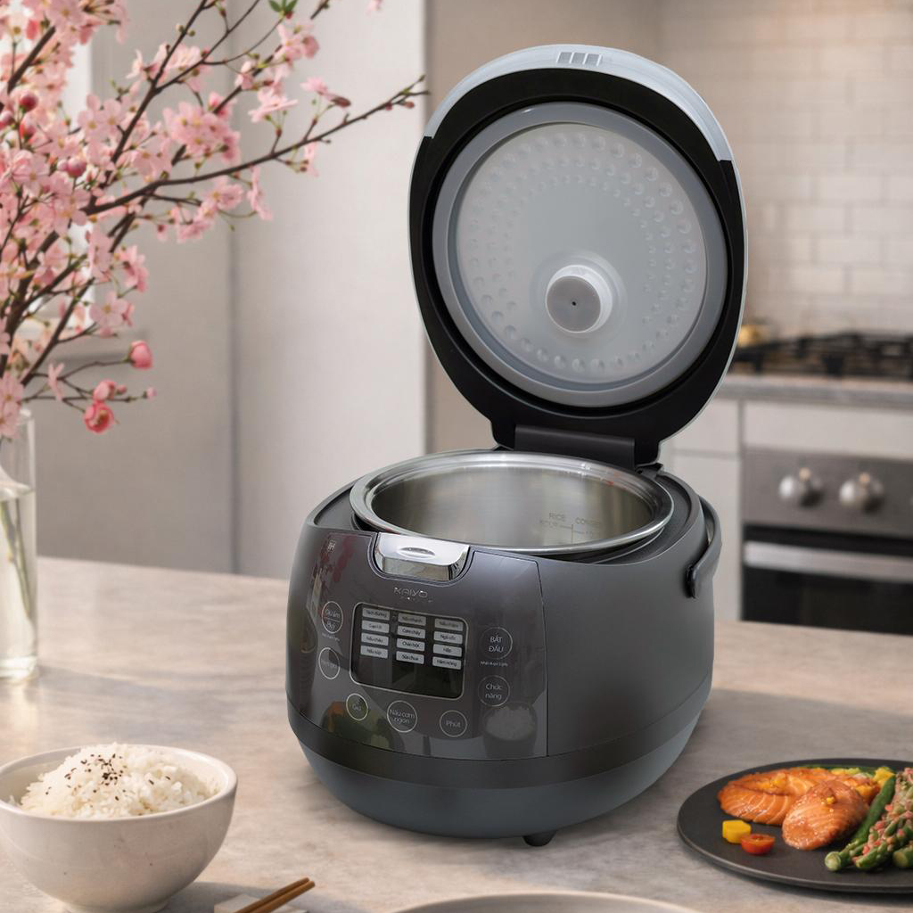 Nồi cơm cao tần lòng nồi inox 304 Kaiyo dung tích 1,5L kèm chức năng nấu tách đường KRC-063