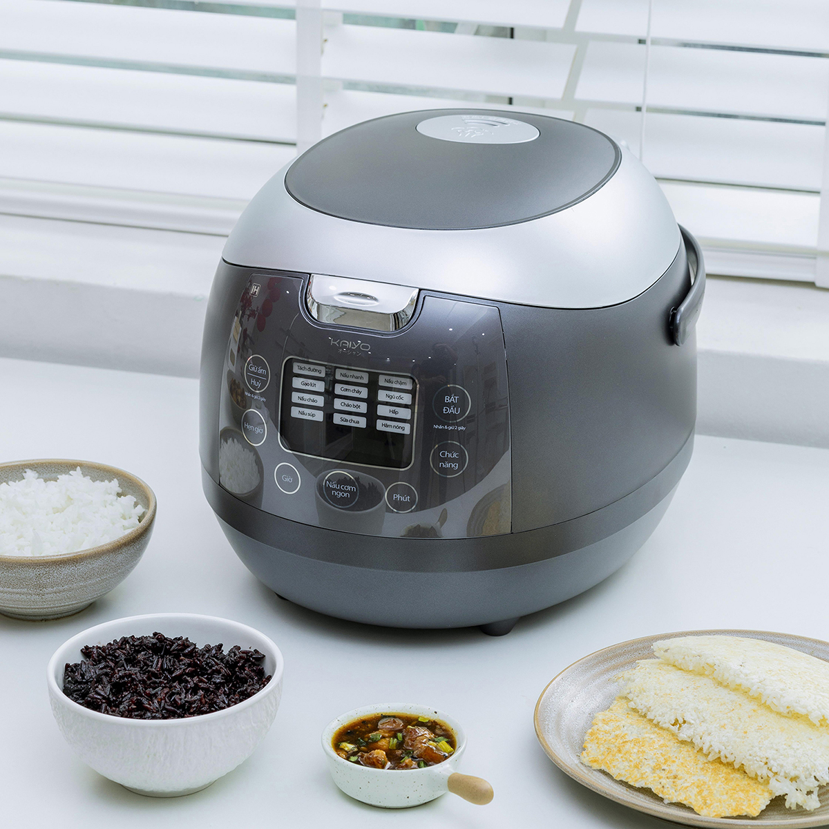 Nồi cơm cao tần lòng nồi inox 304 Kaiyo dung tích 1,5L kèm chức năng nấu tách đường KRC-063