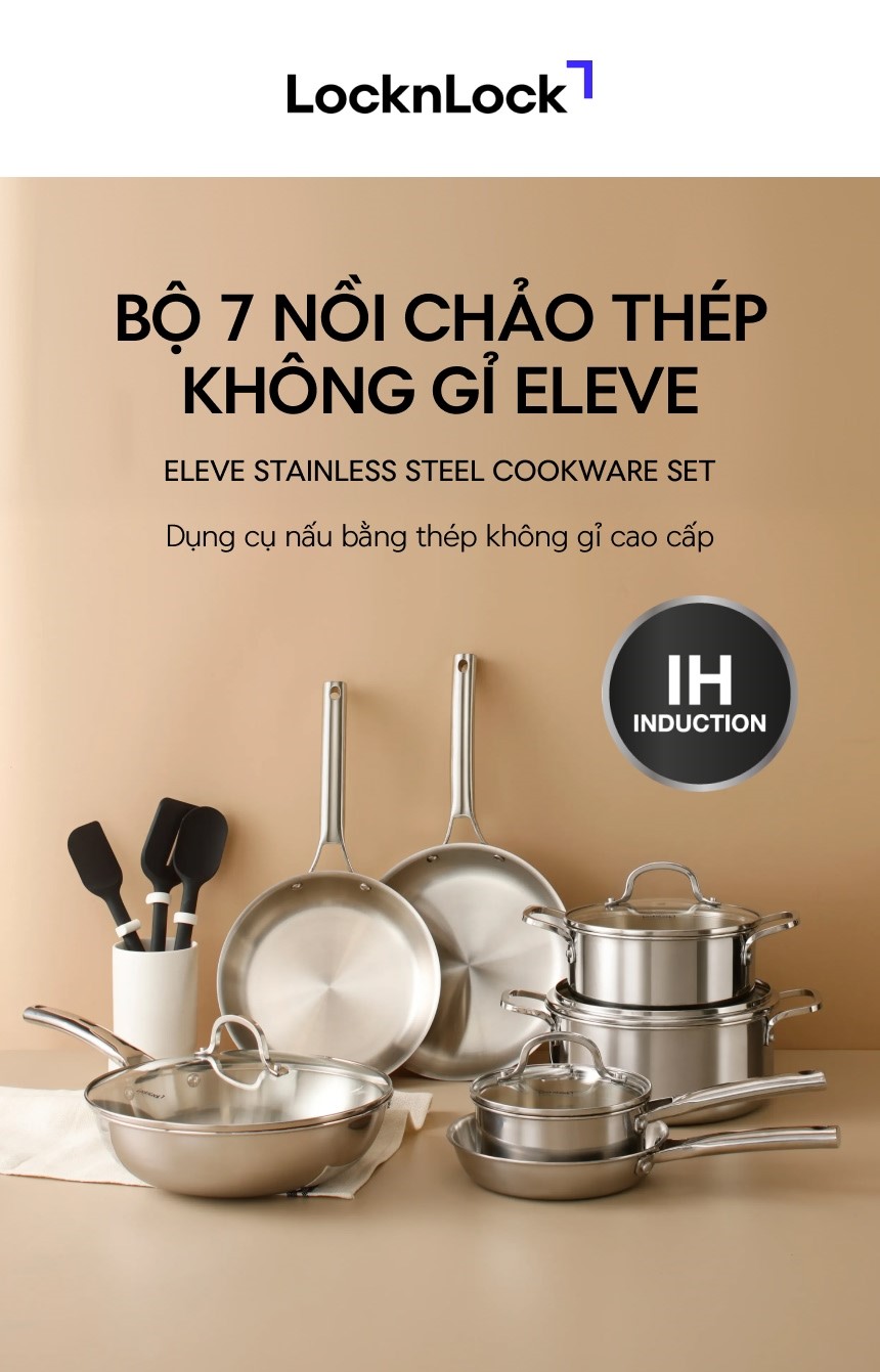 Nồi | Chảo LocknLock ÉLEVÉ thép không gỉ SUS304