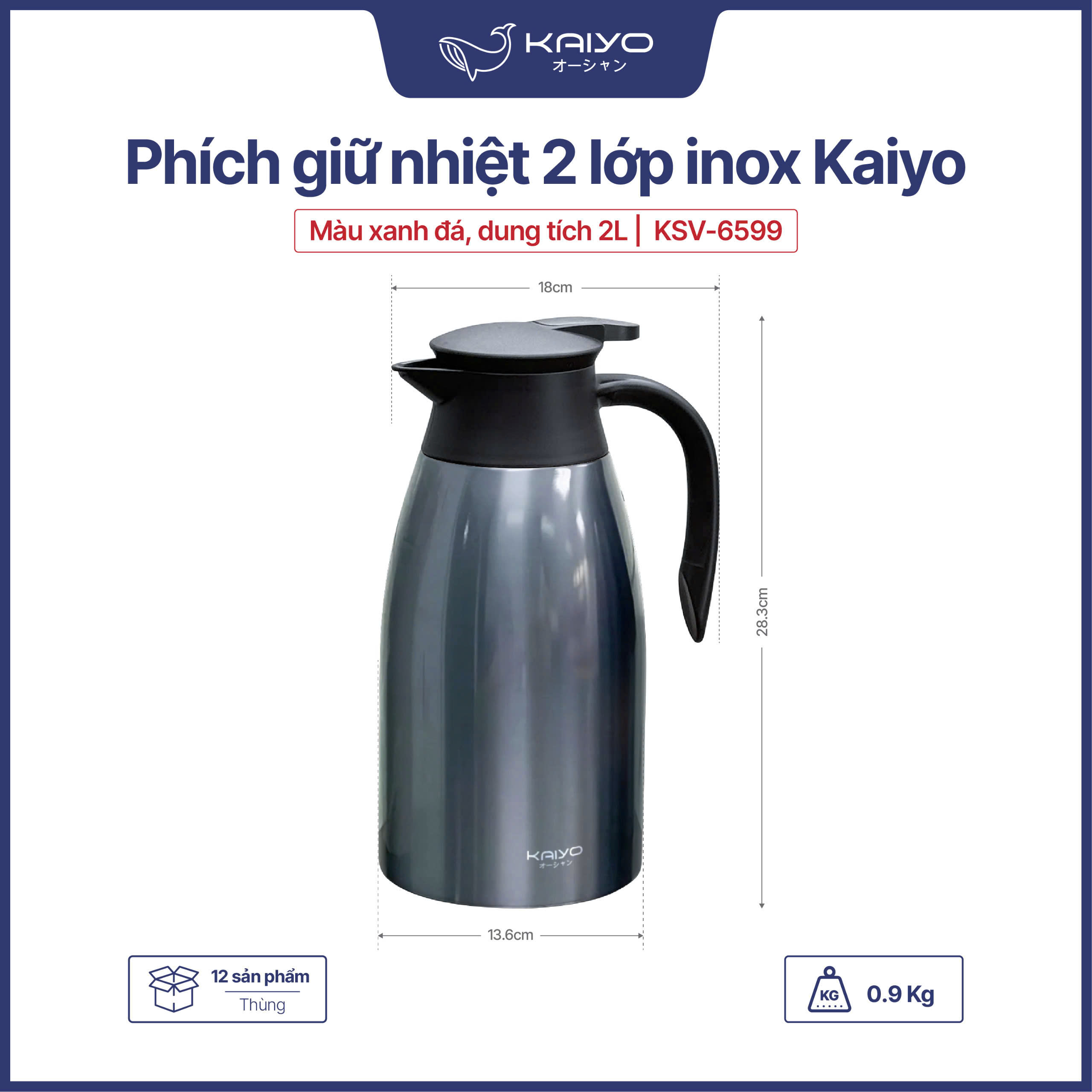 Phích pha trà giữ nhiệt Kaiyo 2L 