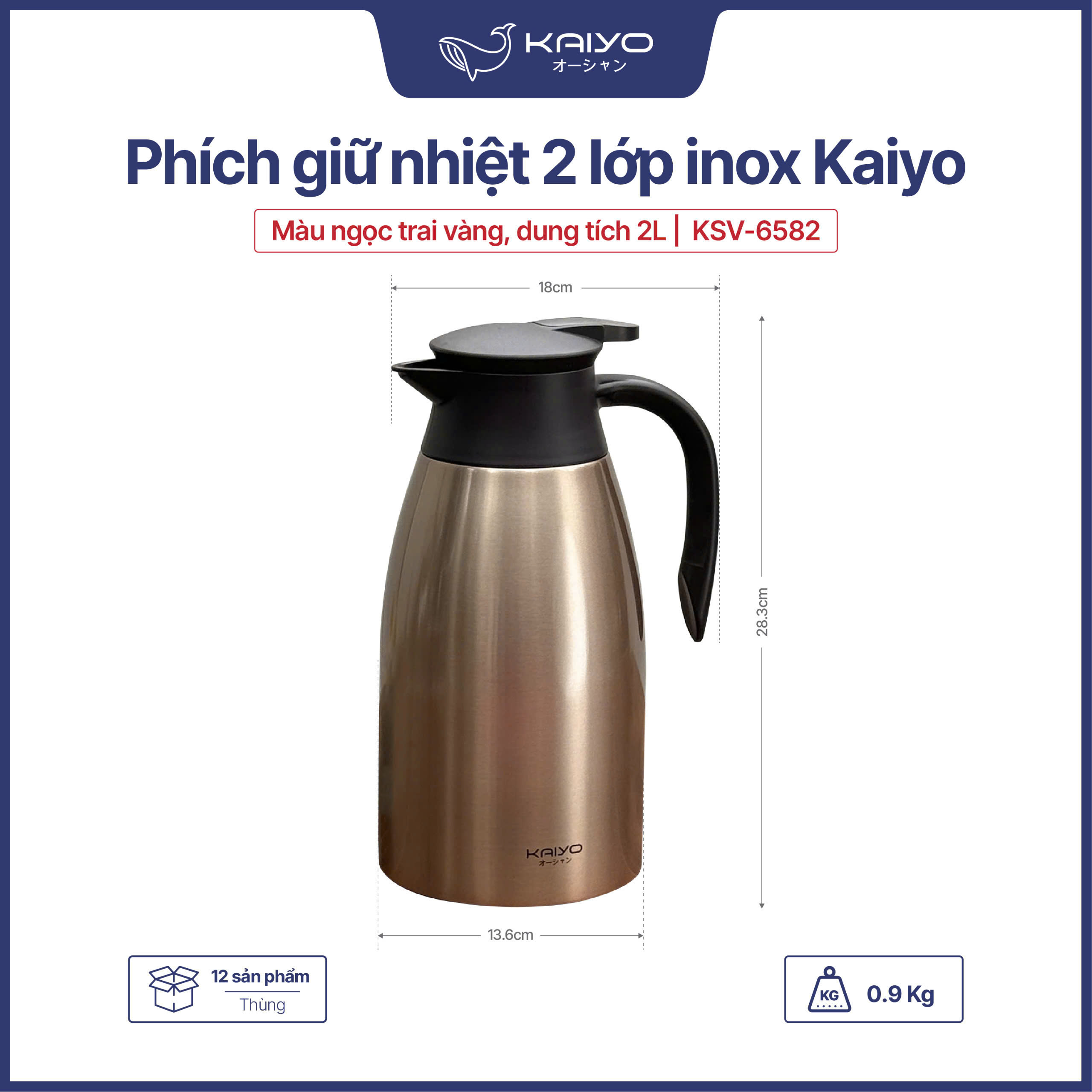Phích pha trà giữ nhiệt Kaiyo 2L 