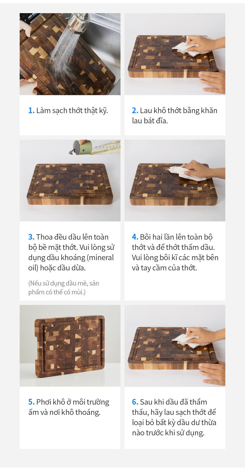 Thớt gỗ tràm LocknLock kích thước 350x250x35mm 1.9kg CKD076