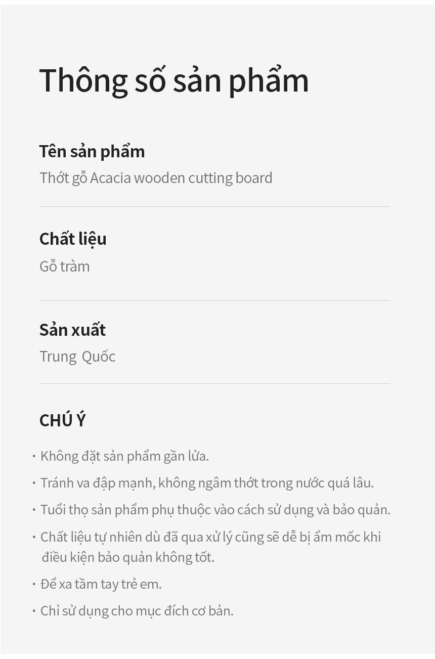 Thớt gỗ tràm LocknLock kích thước 350x250x35mm 1.9kg CKD076