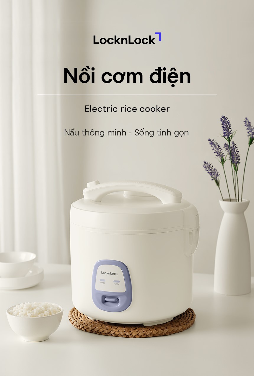 Nồi cơm điện LocknLock 700W, 1.8L Màu ngà EJR462IVY