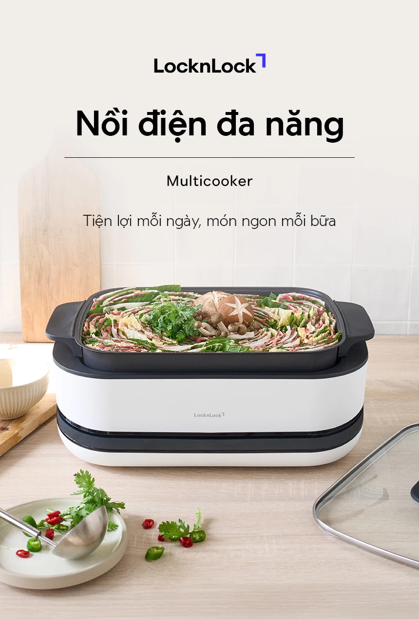 Nồi lẩu điện đa năng LocknLock Multicooker EJP261WHT dung tích 6 lít