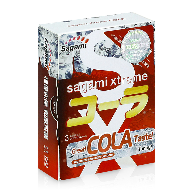 Bao cao su Sagami Xtreme Cola siêu mỏng hương cô ca sáng khoải (hộp 3)