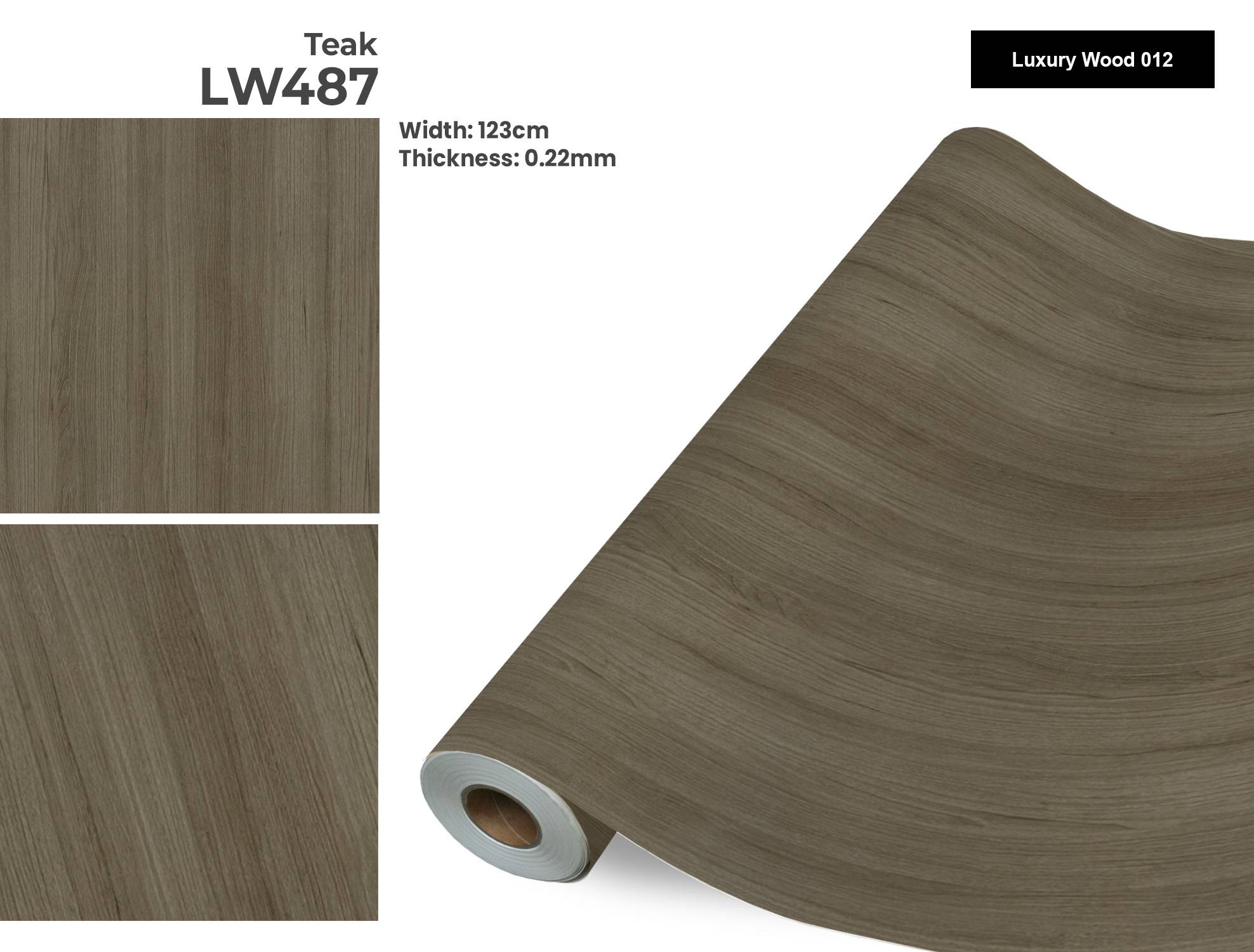 Film nội thất Infeel LW487 vân gỗ Teak màu xám