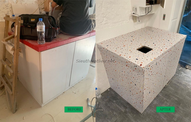 Film nội thất vân đá mài terrazzo Bodaq NS708