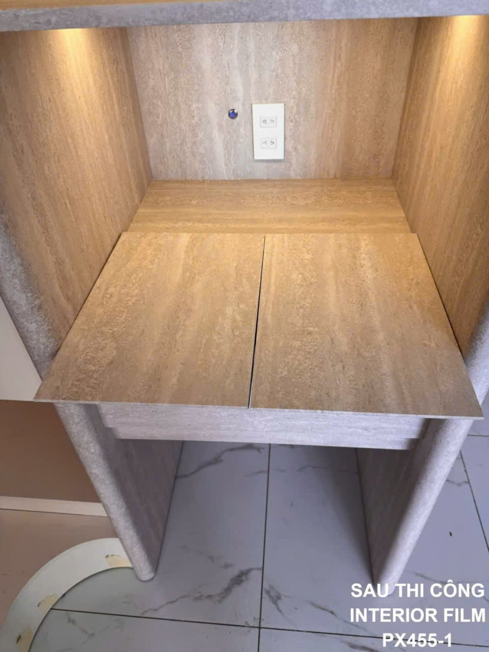 Film nội thất vân đá travertine PX455-1 màu kem