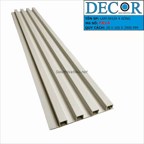 Lam nhựa 4 sóng Decor FX14 vân gỗ màu trắng