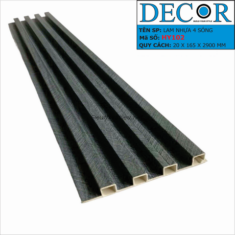 Lam nhựa 4 sóng Decor HY102 vân gỗ màu xám