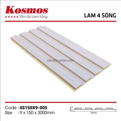 Lam nhựa 4 sóng Kosmos 4S150x9-005 vân gỗ màu kem