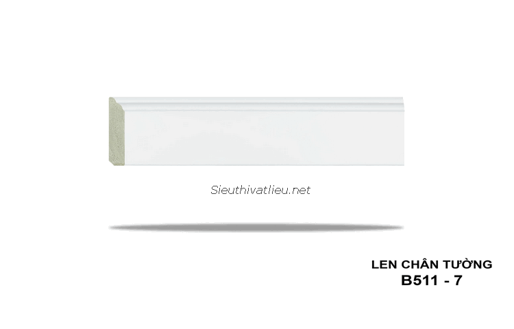 Len tường nhựa kiểu thấp B511-7 vân trơn màu trắng
