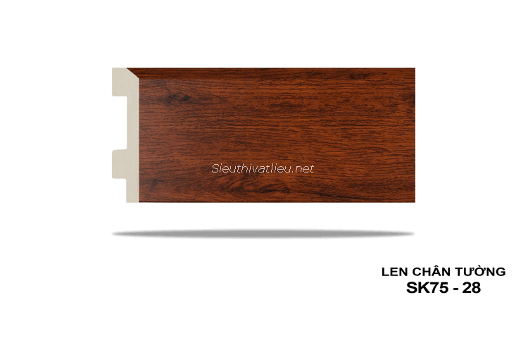 Len tường nhựa SK75-28 vân gỗ màu nâu đỏ