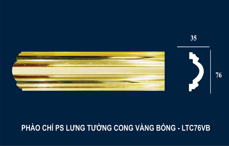 Phào chỉ PS lưng tường cong vàng bóng LTC76VB