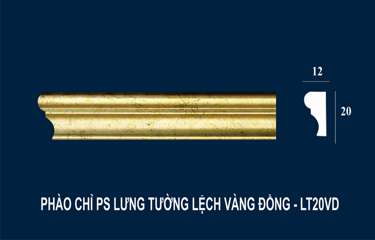 Phào chỉ PS lưng tường lệch vàng đồng LT20VD