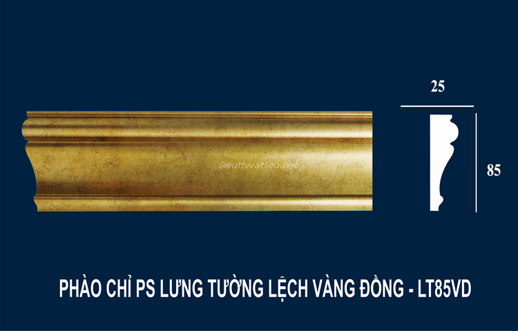 Phào chỉ PS lưng tường lệch vàng đồng LT85VD