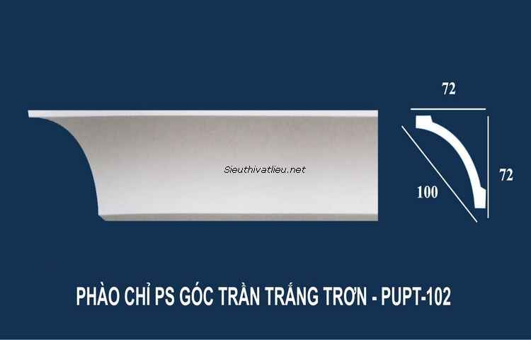 Phào cổ trần PU PUPT-102 trắng trơn