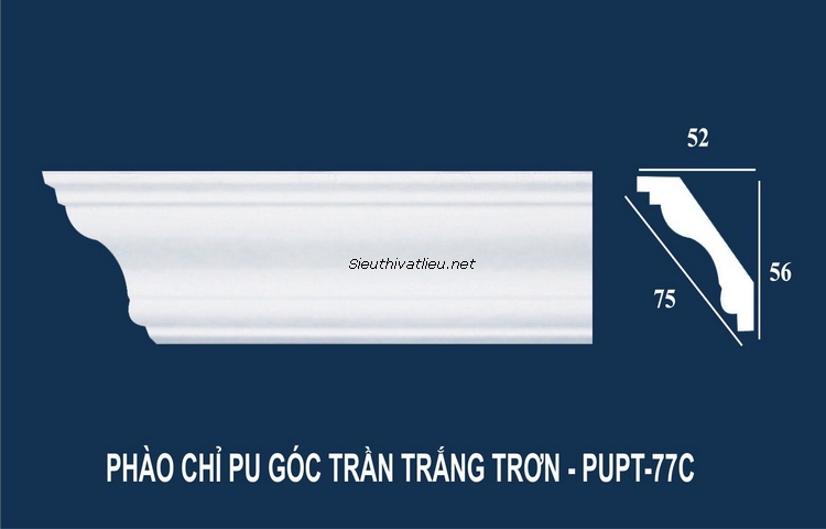 Phào cổ trần PU PUPT-77C trắng trơn