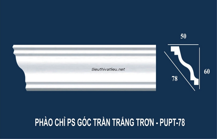 Phào cổ trần PU PUPT-78 trắng trơn