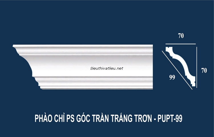 Phào cổ trần PU PUPT-99 trắng trơn