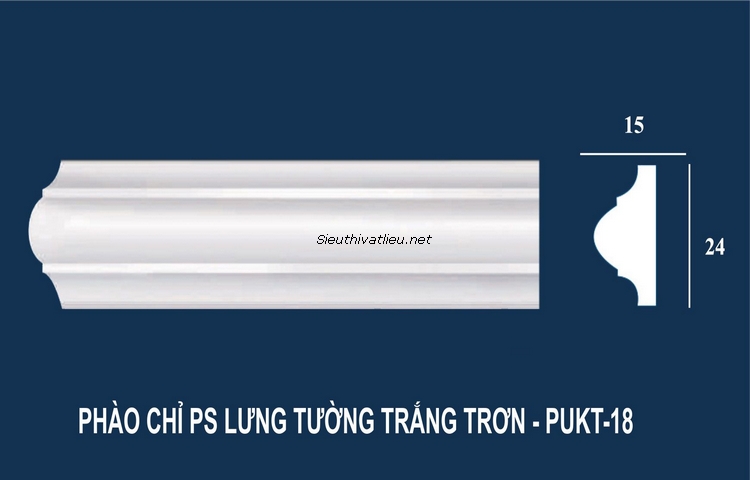 Phào chỉ tường PU PUKT-18 trắng trơn