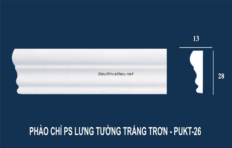 Phào chỉ tường PU PUKT-26 trắng trơn