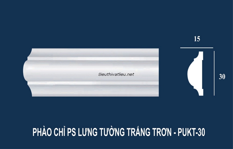 Phào chỉ tường PU PUKT-30 trắng trơn