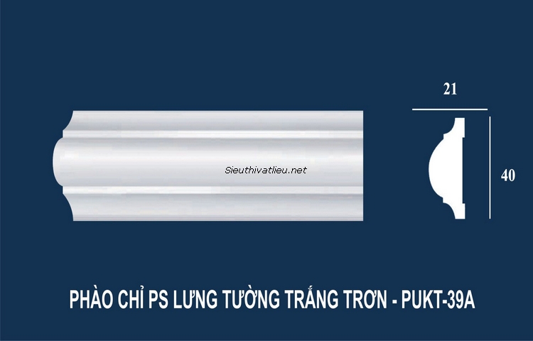 Phào chỉ tường PU PUKT-39A trắng trơn