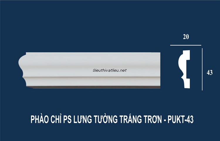 Phào chỉ tường PU PUKT-43 trắng trơn